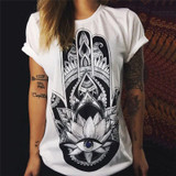 CDJLFH Summer Casual Women Harajuku Cartoon Print Shirts Round Neck Short Sleeve Women White Blouses Feminina Camisa