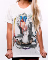CDJLFH Summer Casual Women Harajuku Cartoon Print Shirts Round Neck Short Sleeve Women White Blouses Feminina Camisa