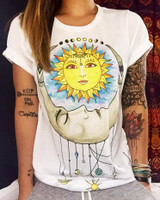 CDJLFH Brand 2017 Women Tees Fashion Print Short Sleeve O-Neck Women Blouses Cotton Tops Shirt Female White Blusas Chemise