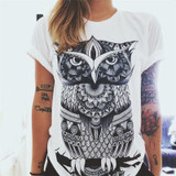 CDJLFH Brand 2017 Women Tees Fashion Print Short Sleeve O-Neck Women Blouses Cotton Tops Shirt Female White Blusas Chemise