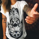 CDJLFH Brand 2017 Women Tees Fashion Print Short Sleeve O-Neck Women Blouses Cotton Tops Shirt Female White Blusas Chemise