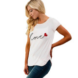 CDJLFH 2017 Summer Fashion Print LOVE Women Selling Chiffon Blouses Short Sleeve Leisure O-Neck Shirt Casual Ladies Tops Blusas