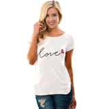 CDJLFH 2017 Summer Fashion Print LOVE Women Selling Chiffon Blouses Short Sleeve Leisure O-Neck Shirt Casual Ladies Tops Blusas