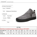 CcharmiX Mens Chelsea Boots Winter Waterproof Men Snow Boots Zipper Pig Suede Male Ankle Boots Men Warm Snowboots Large Size 47