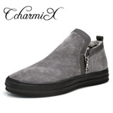 CcharmiX Mens Chelsea Boots Winter Waterproof Men Snow Boots Zipper Pig Suede Male Ankle Boots Men Warm Snowboots Large Size 47
