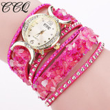 CCQ New Fashion Leather Bracelet Women Rhinestone Quartz Watches Ladies Luxury Wrist Watch Relogio Feminino Gifts 1776