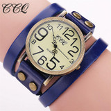 CCQ Luxury Brand Vintage Cow Leather Bracelet Watch Fashion Women Wristwatch Ladies Dress Quartz Watch Relogio Feminino 1373