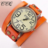 CCQ Luxury Brand Vintage Cow Leather Bracelet Watch Fashion Women Wristwatch Ladies Dress Quartz Watch Relogio Feminino 1373