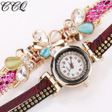 CCQ 2016 Fashion Flower Bracelet Watches Casual Women Wristwatch Luxury Quartz Watch Relogio Feminino Gift Drop Shipping C41