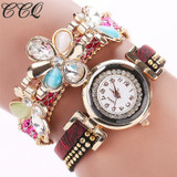 CCQ 2016 Fashion Flower Bracelet Watches Casual Women Wristwatch Luxury Quartz Watch Relogio Feminino Gift Drop Shipping C41