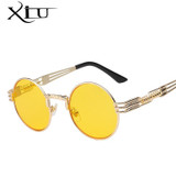 Luxury Metal Sunglasses Men Round Sunglass Steampunk Coating Glasses Vintage Retro Lentes Oculos of Male Sun