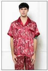 Luxury Mens silk shirts pyjamas men male sleepwear mens sexy sleepwear pajama twinset men mens silk pajamas