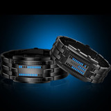 Luxury Lovers' Wristwatch Waterproof Men Women Stainless Steel Blue Binary Luminous LED Electronic Display Sport Watches Fashion