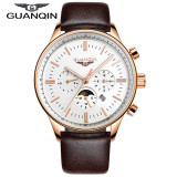 Luxury GUANQIN Watches Men Relogio Masculino Quartz Watch Waterpoof Leather Watches Men Luxury Brand Gold Black Wristwatches