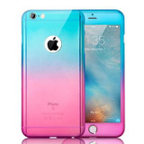 Luxury Gradient Transparent Mat Hard PC Case For iPhone 6 6S Plus For iPhone 7 360 Full Body Cover Temper Glass Screen Protector