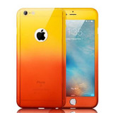 Luxury Gradient Transparent Mat Hard PC Case For iPhone 6 6S Plus For iPhone 7 360 Full Body Cover Temper Glass Screen Protector