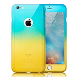 Luxury Gradient Transparent Mat Hard PC Case For iPhone 6 6S Plus For iPhone 7 360 Full Body Cover Temper Glass Screen Protector
