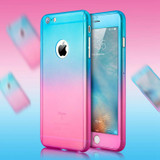 Luxury Gradient Transparent Mat Hard PC Case For iPhone 6 6S Plus For iPhone 7 360 Full Body Cover Temper Glass Screen Protector