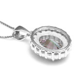 Luxury Fashion Lady 2.5ct Genuine Natural Rainbow Fire Mystic Topaz Pendant Necklace Real Solid Pure 925 Sterling Silver