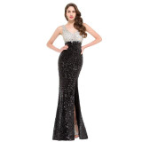 Luxury Evening Dress Grace Karin Sleeveless V neck Glitter Formal Gowns Party Dress Slit Black Long Sequin Evening Dresses 2017 Luxury Evening Dress Grace Karin Sleeveless V neck Glitter Formal Gowns Party Dress Slit Black Long Sequin Evening Dresses 2017