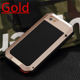 Luxury Doom Metal Armor Life Waterproof Shockproof Aluminum Case for IPhone 7 7 Plus 6 6S Plus 5 5C 5S SE 4 4S + Tempered Glass