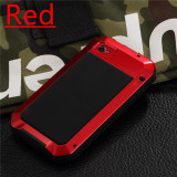 Luxury Doom Metal Armor Life Waterproof Shockproof Aluminum Case for IPhone 7 7 Plus 6 6S Plus 5 5C 5S SE 4 4S + Tempered Glass