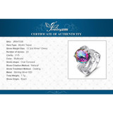Luxury Cocktail Ring 9.5ct Genuine Gem Stone Rainbow Fire Mystic Topaz Ring Concave Pure Solid 925 Sterling Silver Jewelry Women