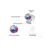 Luxury Cocktail Ring 9.5ct Genuine Gem Stone Rainbow Fire Mystic Topaz Ring Concave Pure Solid 925 Sterling Silver Jewelry Women