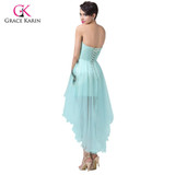 Luxury Cocktail Dresses Grace Karin Peacock Blue Pale Turquoise Short robe de Cocktail Party Dresses High Low coctail Dress 6225