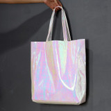 Luxury Brand Women Shoulder Bag Hologram Leather TopHandle Bags Silver Ladies Shopper Bag Large Capacity Tote Handbags Beach Bag