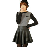 Luxury Brand Skirts Womens 2016 Female Autumn High Waist Leather Skirt Casual Slim Women Above Knee,Mini Skirts Female Fast Ship