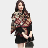 Luxury Brand Plaid Cashmere Winter Woman Poncho Scarf Female Oversized Blanket Wrap Wool Cape  Women Pashmina Shawls and Scarves