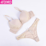 Luxury brand intimate set thongs bra set sexy lace embroidery elegant women push up bra and panty set ABC cup underwear set
