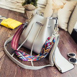 Luxury Brand Designer Bucket Bag Women PU Leather Handbag Large Capacity Colorful Wide Strap Shoulder Messenger Bag Clutches Bag