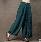 Jiqiuguer Original Wide Leg Pants for Women Summer Plus Size Linen Pants in Casual Loose Hanging Trousers Harem Pants G143K004