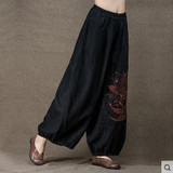 Jiqiuguer Original Wide Leg Pants for Women Summer Plus Size Linen Pants in Casual Loose Hanging Trousers Harem Pants G143K004