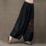 Jiqiuguer Original Wide Leg Pants for Women Summer Plus Size Linen Pants in Casual Loose Hanging Trousers Harem Pants G143K004