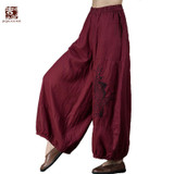 Jiqiuguer Original Wide Leg Pants for Women Summer Plus Size Linen Pants in Casual Loose Hanging Trousers Harem Pants G143K004