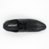 JINTOHO mens dress italian leather shoes pointed toe business formal leather glitter moccasins luxury brand men wedding shoes