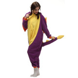 JINUO Barney & Friends Purple dinosaurs Pajamas Costume Women Footed dinosaurs Jumpsuit  Onesie Suit Pajamas Adult Pajamas