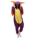 JINUO Barney & Friends Purple dinosaurs Pajamas Costume Women Footed dinosaurs Jumpsuit  Onesie Suit Pajamas Adult Pajamas
