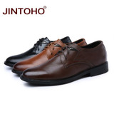 JINTOHO 100% Real Leather Men Dress Shoes Pointed Toe Glitter Genuine Leather Men Business Shoes Male Moccasins Shoes Men Flats