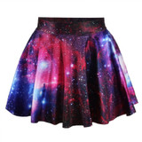 JIAYIQI Summer Fashion Women 3D Printed Galaxy Mini Skirt Mid Waist Ladies Pleated Skirt Cute Sexy Female Skirt 2017