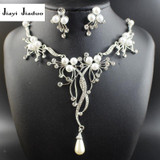 jiayijiaduo 2017 Imitation pearls Bridal Jewelry sets for Women Silver Color Rhinestone Necklace earring Sets Wedding Jewelry