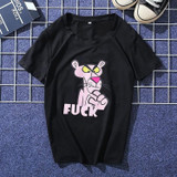 JIANWEILI Summer T shirt women Pink Panther printing loose casual harajuku T-shirt Short Sleeves tshirt Tops Tee plus size shirt