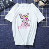 JIANWEILI Summer T shirt women Pink Panther printing loose casual harajuku T-shirt Short Sleeves tshirt Tops Tee plus size shirt