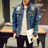 New 2017 Men's Jeans Jacket Coat Ripped Casual Denim Bomber Jacket Men Autumn Winter Slim Fit Windbreaker Male Jean Jackets 5XL