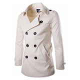 New 2017 Men Trench Coat Solid Turn-down Collar Double Breasted Fashion Slim Fit Casual Outerwear Mens Trench Coats 3 Color