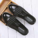 new 2017 men pointed toe genuine leather men dress shoes striped print brogues oxfords wedding shoes for men size 38-43