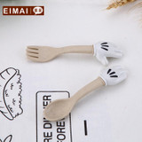 Natural wheat straw Cartoon Shape Children Dinnerware Set Baby Tableware Fork Cutlery Sets Cartoon Fork Set AA56